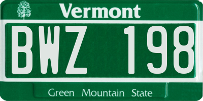 VT license plate BWZ198