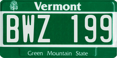 VT license plate BWZ199