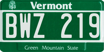VT license plate BWZ219
