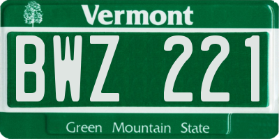 VT license plate BWZ221