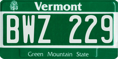 VT license plate BWZ229