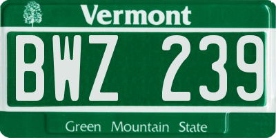 VT license plate BWZ239