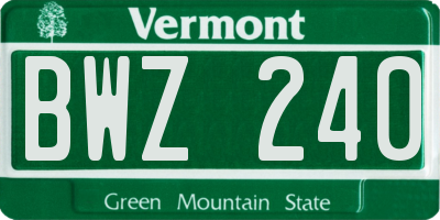 VT license plate BWZ240