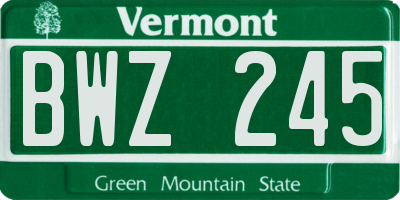 VT license plate BWZ245