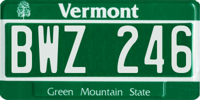VT license plate BWZ246