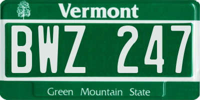 VT license plate BWZ247