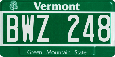 VT license plate BWZ248