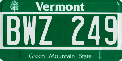 VT license plate BWZ249