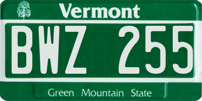 VT license plate BWZ255