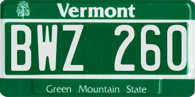 VT license plate BWZ260