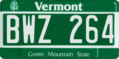 VT license plate BWZ264