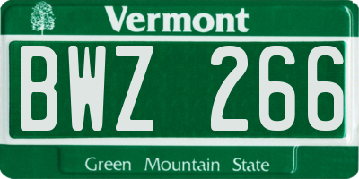 VT license plate BWZ266