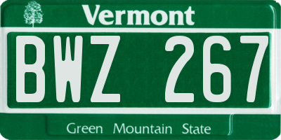 VT license plate BWZ267