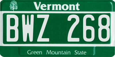 VT license plate BWZ268