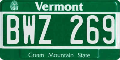 VT license plate BWZ269