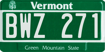 VT license plate BWZ271