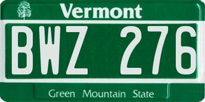 VT license plate BWZ276