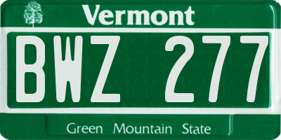 VT license plate BWZ277