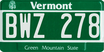 VT license plate BWZ278
