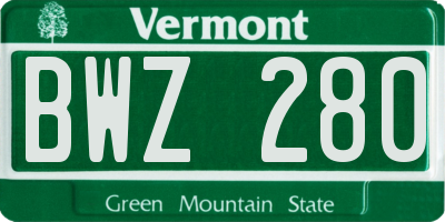 VT license plate BWZ280