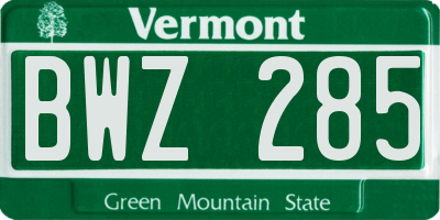 VT license plate BWZ285