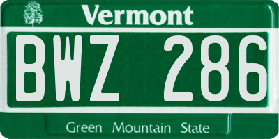 VT license plate BWZ286