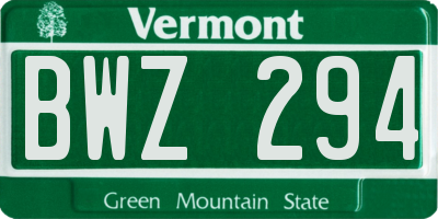 VT license plate BWZ294