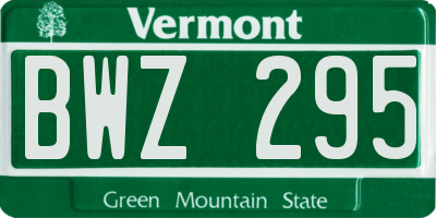 VT license plate BWZ295
