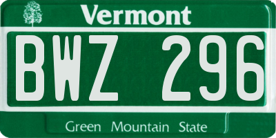 VT license plate BWZ296
