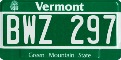 VT license plate BWZ297