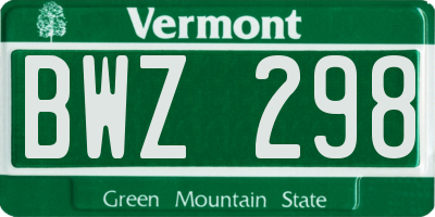 VT license plate BWZ298