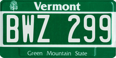 VT license plate BWZ299