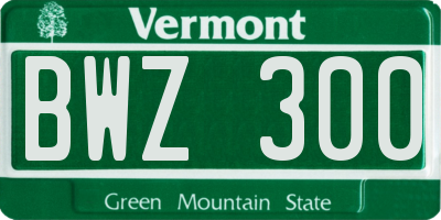 VT license plate BWZ300