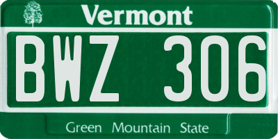 VT license plate BWZ306