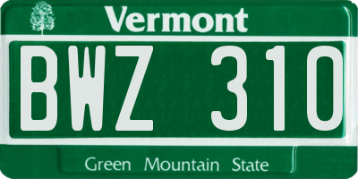 VT license plate BWZ310