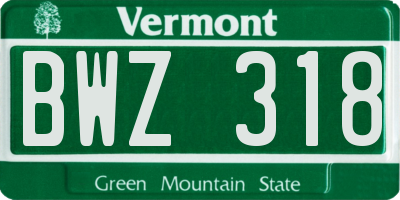 VT license plate BWZ318