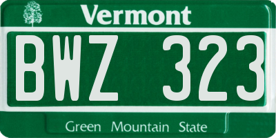 VT license plate BWZ323