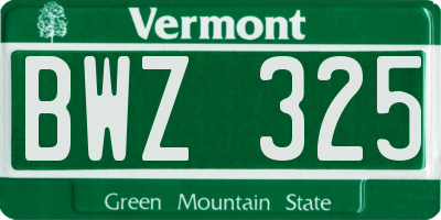 VT license plate BWZ325