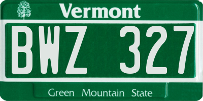 VT license plate BWZ327