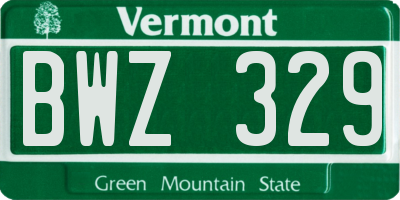 VT license plate BWZ329
