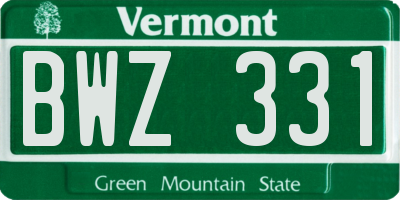 VT license plate BWZ331