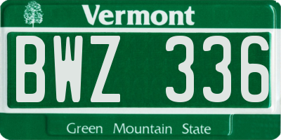 VT license plate BWZ336