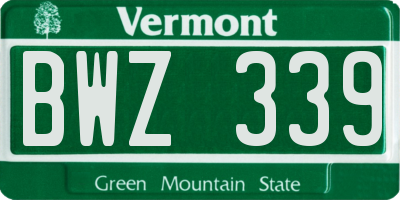 VT license plate BWZ339