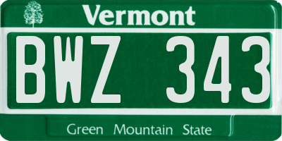 VT license plate BWZ343