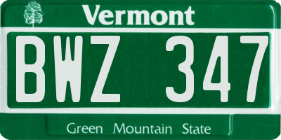 VT license plate BWZ347