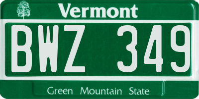VT license plate BWZ349