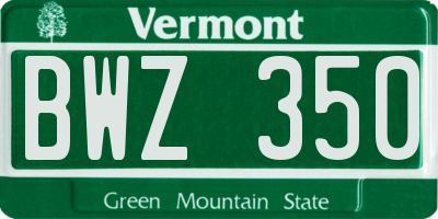 VT license plate BWZ350