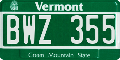 VT license plate BWZ355