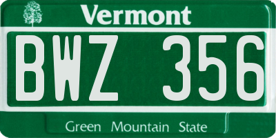 VT license plate BWZ356