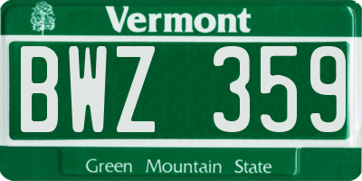 VT license plate BWZ359